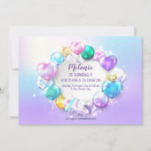 Cute Baloons Birthday Party Girl Uitnodiging (Voorkant)