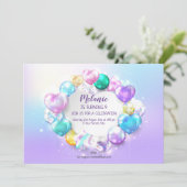 Cute Baloons Birthday Party Girl Uitnodiging (Staand voorkant)