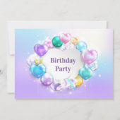 Cute Baloons Birthday Party Girl Uitnodiging (Achterkant)