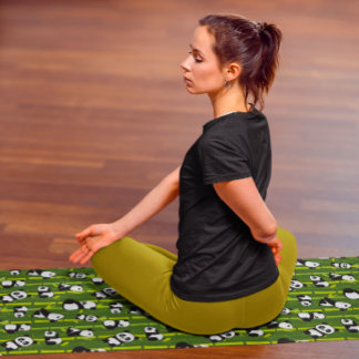 Cute Bamboe Panda Beer Dier Aziatisch Patroon Yogamat