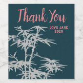 Cute bamboo modern dank je cadeau wijn etiket (Enkel label)