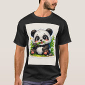 Cute Bamboo Munching Panda Sticker T-shirt (Voorkant)