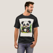Cute Bamboo Munching Panda Sticker T-shirt (Voorkant volledig)