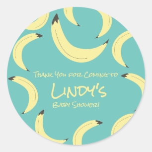 Cute Banaan Bos Baby Shower Patroon Ronde Sticker