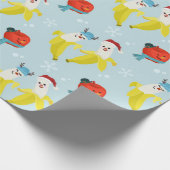 Cute Banana and Apple KerstPattern Cadeaupapier (Hoek)
