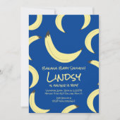 Cute Banana Blue Boy Baby shower Invitation Kaart (Voorkant)