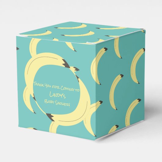 Cute Banana Bunch Blauwgroen Baby shower Pattern Bedankdoosjes (Voorkant Zijde)
