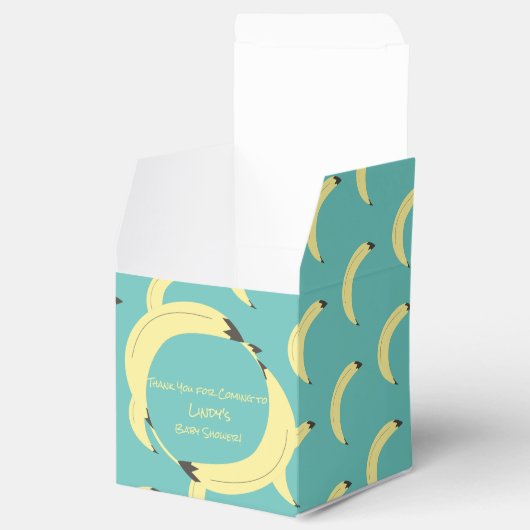 Cute Banana Bunch Blauwgroen Baby shower Pattern Bedankdoosjes (Geopend)