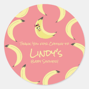 Cute Banana Bunch Girl Baby shower Pattern Ronde Sticker