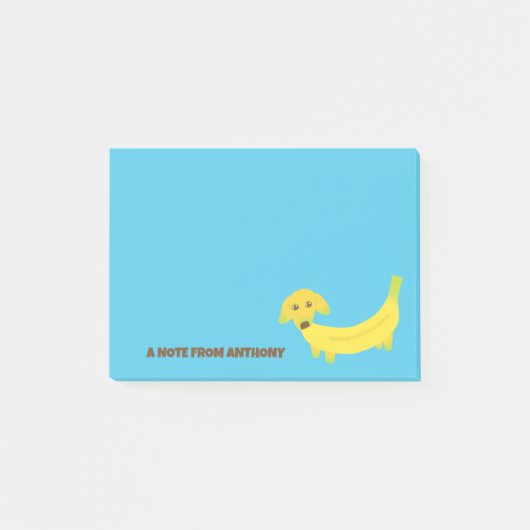 Cute Banana Dog Bright Blue Post-it® Notes (Voorkant)
