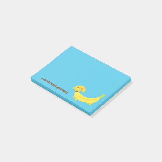 Cute Banana Dog Bright Blue Post-it® Notes (Schuin)