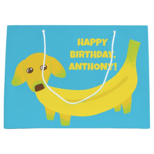 Cute Banana Dogs Funny Custom Message Groot Cadeauzakje (Voorkant)