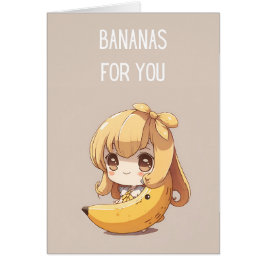 Cute Banana Girl Valentijnsdag Kaart