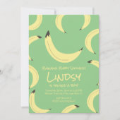 Cute Banana Green Boy Baby shower Invitation Kaart (Voorkant)