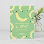 Cute Banana Green Boy Baby shower Invitation Kaart (Staand voorkant)