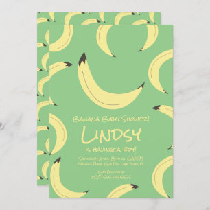 Cute Banana Green Boy Baby shower Invitation Kaart