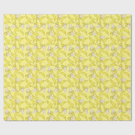 Cute Banana Kids Birthday Kawaii Cadeaupapier (Vlak)