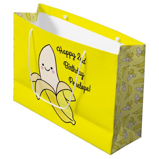 Cute Banana Kids Birthday Kawaii Groot Cadeauzakje (Voorkant Gekanteld)