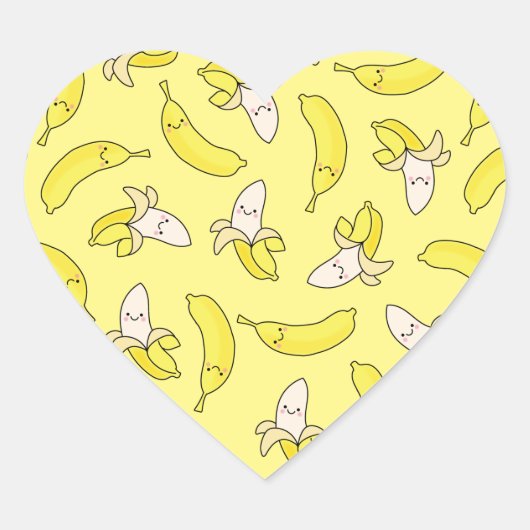 Cute Banana Kids Birthday Kawaii Hart Sticker (Voorkant)