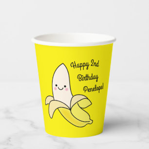 Cute Banana Kids Birthday Kawaii Papieren Bekers