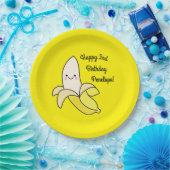Cute Banana Kids Birthday Kawaii Papieren Bordje (Feest)
