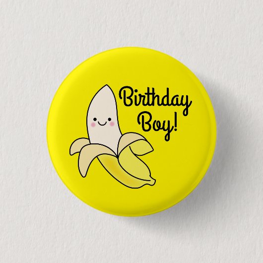 Cute Banana Kids Birthday Kawaii Ronde Button 3,2 Cm (Voorkant)