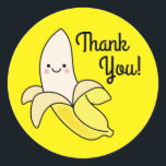 Cute Banana Kids Birthday Kawaii Ronde Sticker<br><div class="desc">Dit schattige, kleurrijke, schattige collectie van een verjaardagsfeest voor bananen is perfect voor een kinder viering op de eerste verjaardag of elk verjaardagsjaar! Pas de tekst aan om ze zelf te maken. Het moderne uiterlijk en gevoel is de perfecte manier om je kleine te vieren die op hun eerste verjaardag...</div>