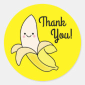 Cute Banana Kids Birthday Kawaii Ronde Sticker (Voorkant)