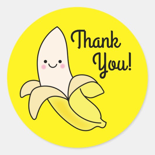 Cute Banana Kids Birthday Kawaii Ronde Sticker (Voorkant)