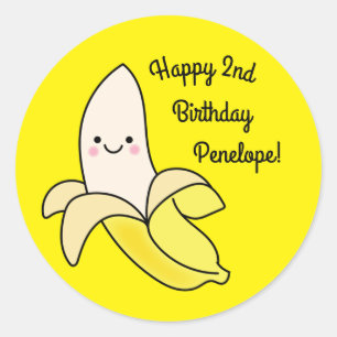 Cute Banana Kids Birthday Kawaii Ronde Sticker