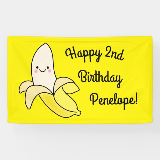 Cute Banana Kids Birthday Kawaii Spandoek (Horizontaal)