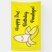 Cute Banana Kids Birthday Kawaii Spandoek (Verticaal)