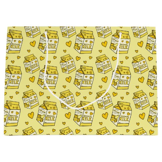 Cute Banana Milk Birthday Party Groot Cadeauzakje (Voorkant)