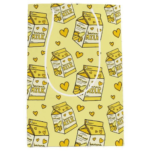 Cute Banana Milk Carton Pattern Medium Cadeauzakje (Voorkant)