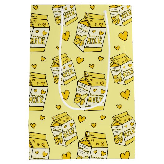 Cute Banana Milk Carton Pattern Medium Cadeauzakje (Achterkant)