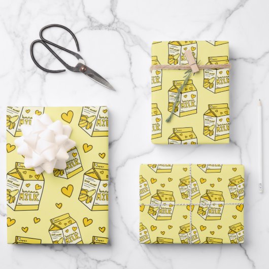 Cute Banana Milk Yellow Inpakpapier Vel (Voorkant)
