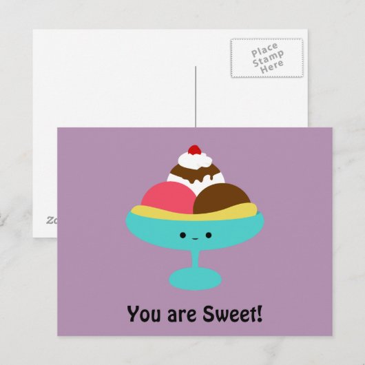Cute Banana Split Briefkaart (Voorkant / Achterkant)