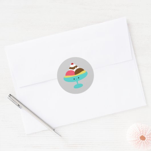Cute Banana Split Ronde Sticker (Envelop)