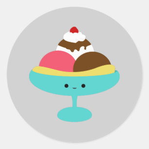 Cute Banana Split Ronde Sticker