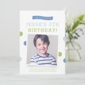 Cute Banner Polk a Dot Boys fotofeestje Kaart (Staand voorkant)