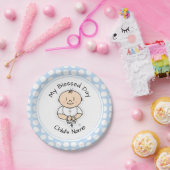 Cute Baptism 7-inch Bord - Baby Boy met Rosary (Feest)