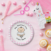 Cute Baptism 7-inch Bord - Baby Girl met Rosary (Feest)