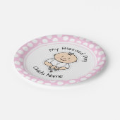 Cute Baptism 7-inch Bord - Baby Girl met Rosary (Gekanteld)