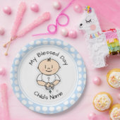 Cute Baptism 9-inch Bord - Baby Boy met Rosary (Feest)