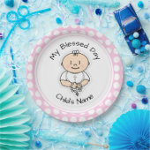 Cute Baptism 9-inch Bord - Baby Girl met Rosary (Feest)