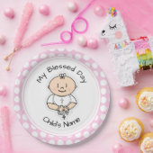 Cute Baptism 9-inch Bord - Baby Girl met Rosary (Feest)