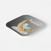 Cute Baptism Baby Penguin and Moon Papieren Bordje (Gebogen)