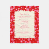 Cute Baptism Floral Fleece Blanket Godparent Gift (Voorkant)