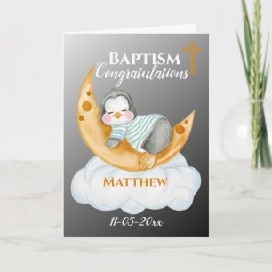 Cute Baptism Gefeliciteerd Baby Penguin Kaart