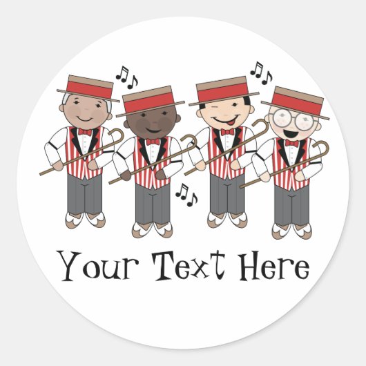 Cute Barbershop Quartet Gift Ronde Sticker (Voorkant)